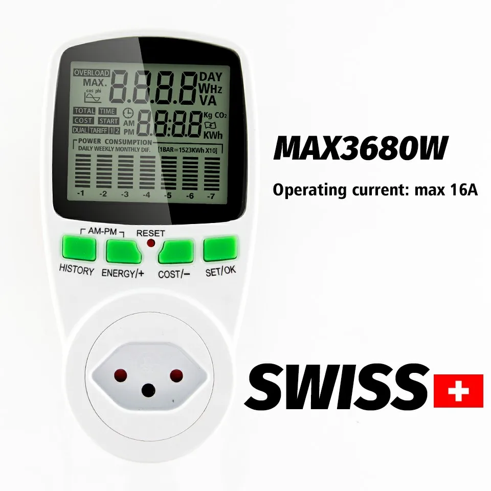 Misurazione Consumo Elettrico, Misuratore Di Potenza, Wattmetro Presa - Foto 5