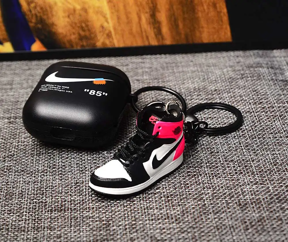 a shoe w case Прямая поставка от белого Chicago pod 2 Чехол брелок в виде кроссовка 3D мини-кроссовки Спортивное черное кольцо посылка обувной брелок в виде кроссовка s - Цвет: a shoe w case