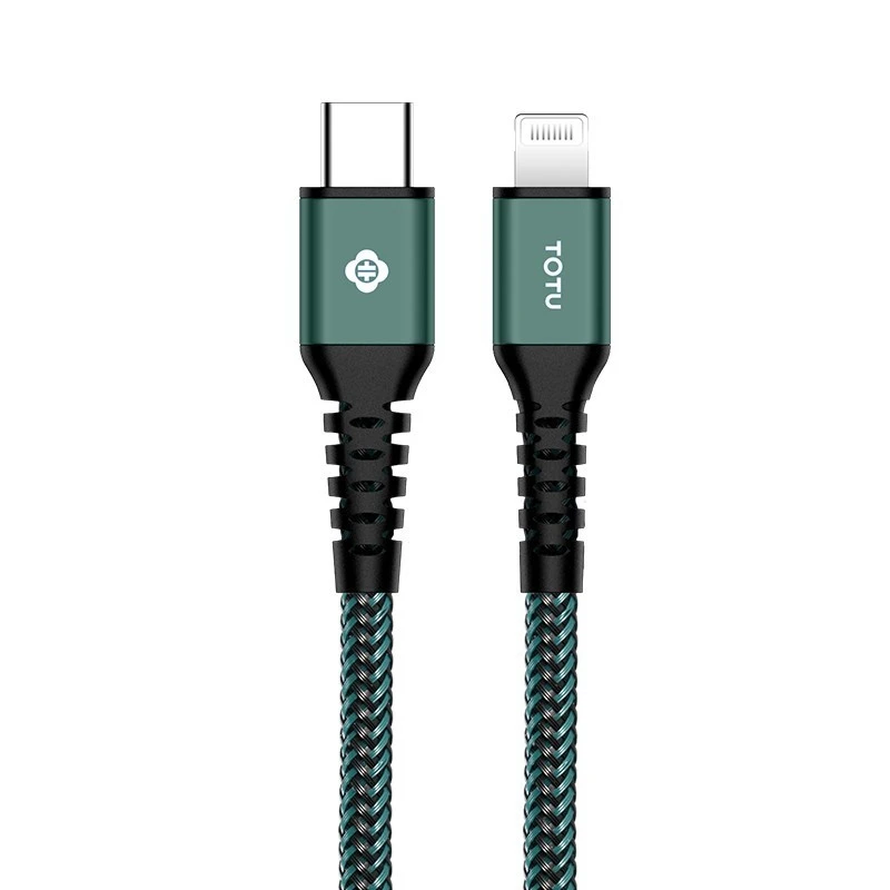 TOTUDESIGN BPDA-03 Аврора серии USB-C/тип-c до 8 Pin PD Быстрая зарядка MFI Сертифицированный плетеный кабель для передачи данных, длина: 1 м(черный