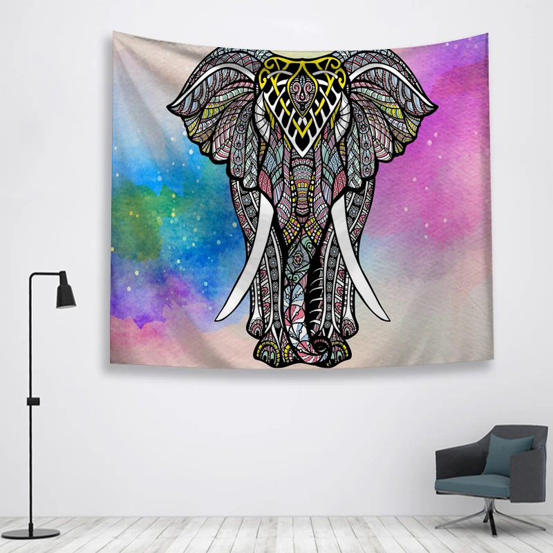 Акварель Слон стены Ttapestry висячие украшения богемный пляж коврик дом Декор общежития МАНДАЛА ГОБЕЛЕН колдовство хиппи - Цвет: 1-8