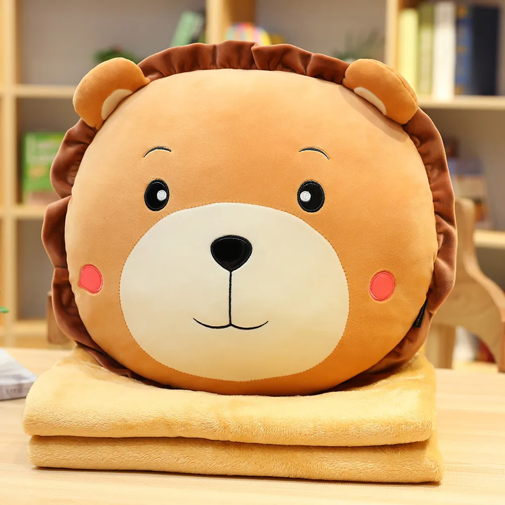 Милые животные 3 в 1 плюшевая игрушка теплая подушка с отверстиями для рук супер мягкая фланелевая Бланк многофункциональная подушка для сна подарок для друзей - Цвет: lion