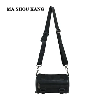 

Vintage Men Outdoor Pure Color Zipper Leather Messenger shoulder bag Bag Chest Bag Waist Bag 2020 NEW