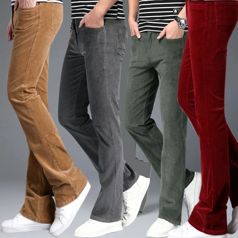 Corduroy Flare Pants Men Bell Bottom 