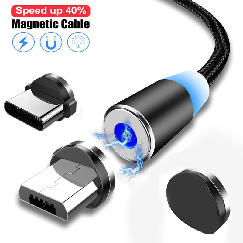 Магнитный кабель со светодиодной подсветкой Micro USB Type-C магнитный USB-кабель для