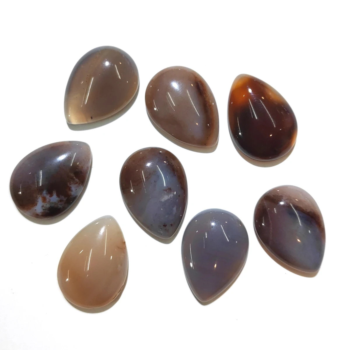 

Natural Stone Gray agates Cabochon Beads Flat Back Water Drop Shape No Hole Loose Beads For jewelry making DIY Ring accessories