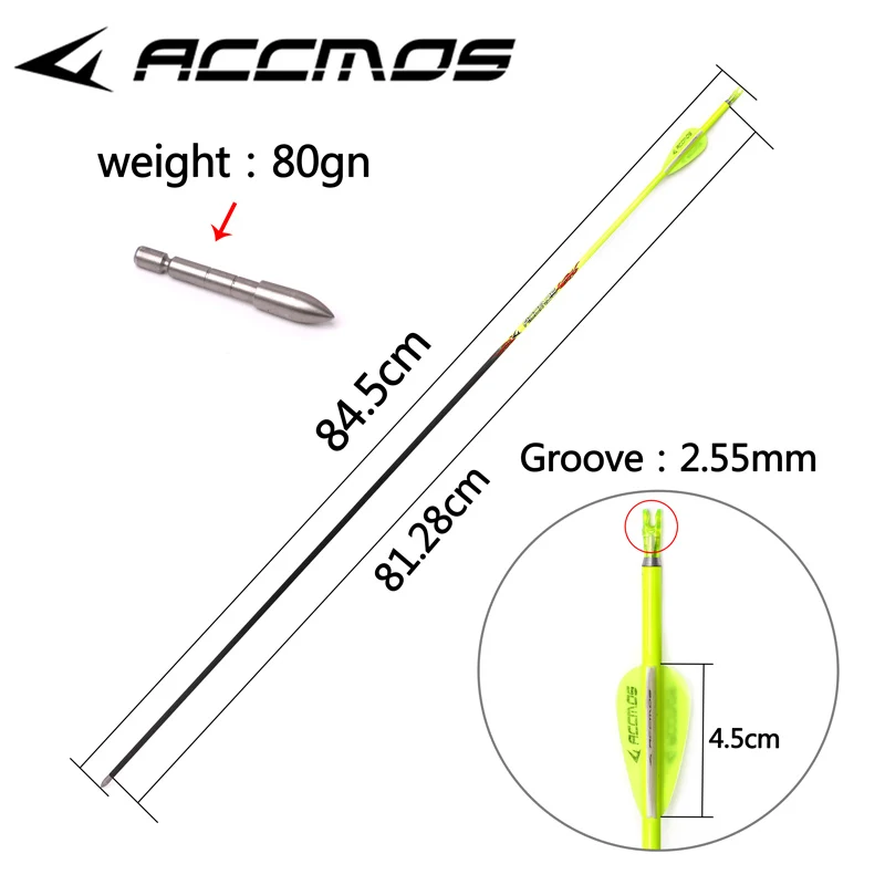 Hottest 2 Color Pure Carbon Arrow Spine 400-1000 ID 4.2mm Archery Orange /Yellow For Compound/Recuvre Bow Shoot 2