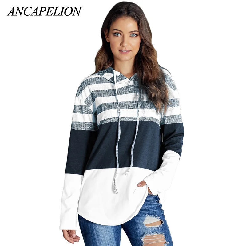 Ancapelion Hooded Autumn Winter Woman Sweater 2019 White Plus Size Women Knitted Tops Streetwear | Женская одежда