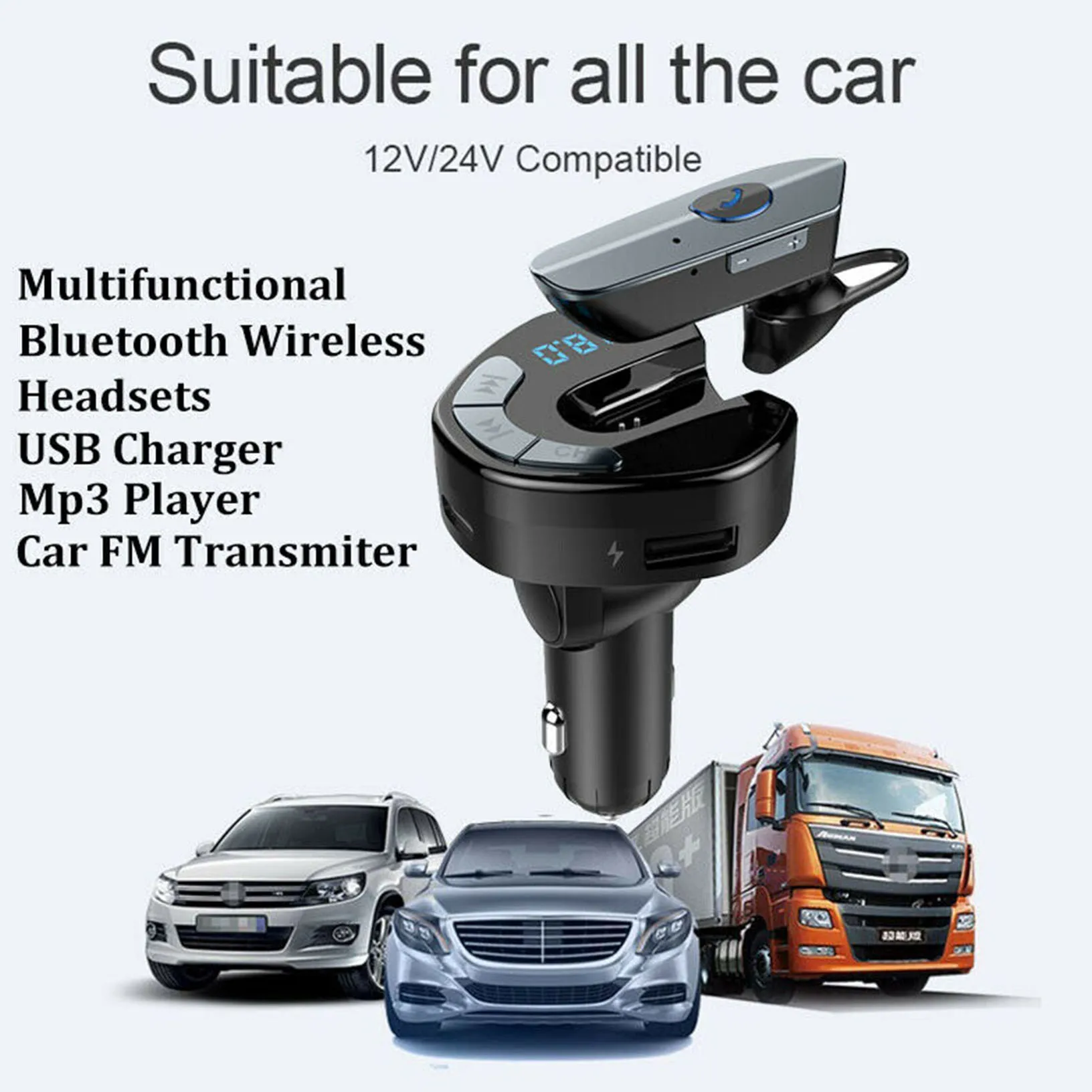 Equipped with bluetooth FM transmitter to support 87 5 108 0MHZ FM frequency 12 24V power switch DC12 24V