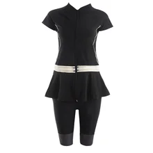 Пляжные купальные костюмы для серфинга из двух частей размера плюс, танкини, юбка, одежда для плавания, женский купальник на молнии спереди, шорты для мальчиков, одежда для плавания