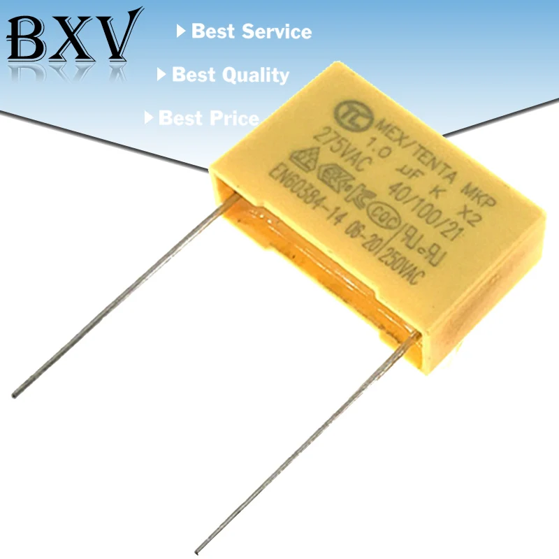 Polypropylene film capacitor 10PCS 275VAC Capacitor X2 Series 0.01UF ~ 2.2UF Polypropylene Film Capacitor New 10nf 100nf 150nf 200nf 680nf 470nf 1UF