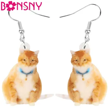 

Bonsny Acrylic American Wirehair Cat Earrings Big Cute Kitten Pet Animal Dangle Drop Jewelry For Women Kids Girls Classic Gift
