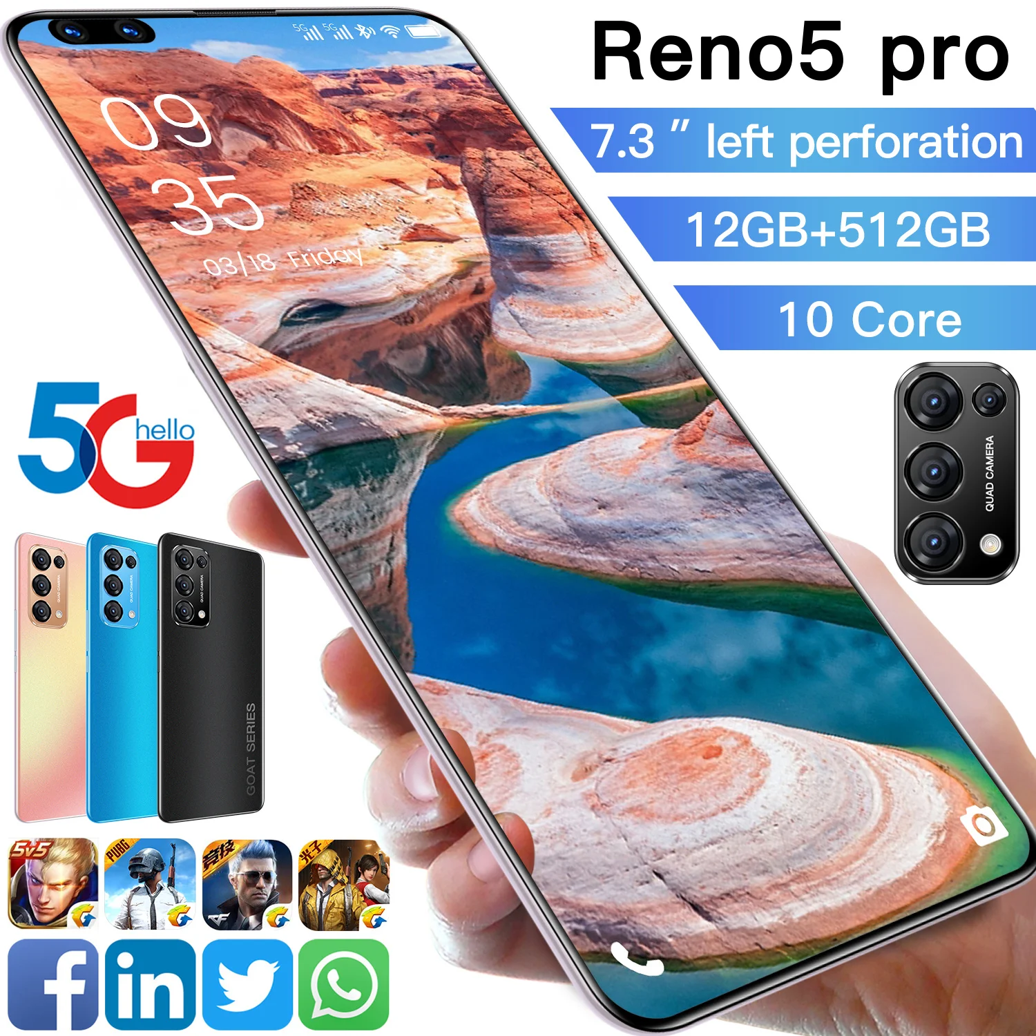 Smart Phone Reno 5 Pro 7.3 pollici cellulare 16MP 28MP fotocamera telefono  schermo intero Smartphone Android economico telefono Celular|Cellphones| -  AliExpress