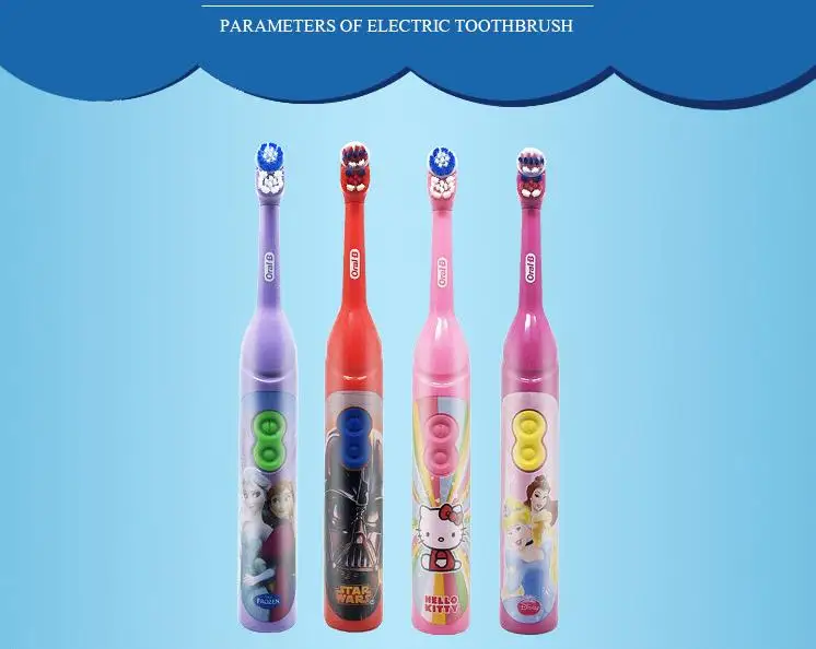 OralB, Детская электрическая зубная щетка, уход за деснами, вращение, живучесть, мультфильм, Здоровье полости рта, Мягкая зубная щетка для детей, на батарейках