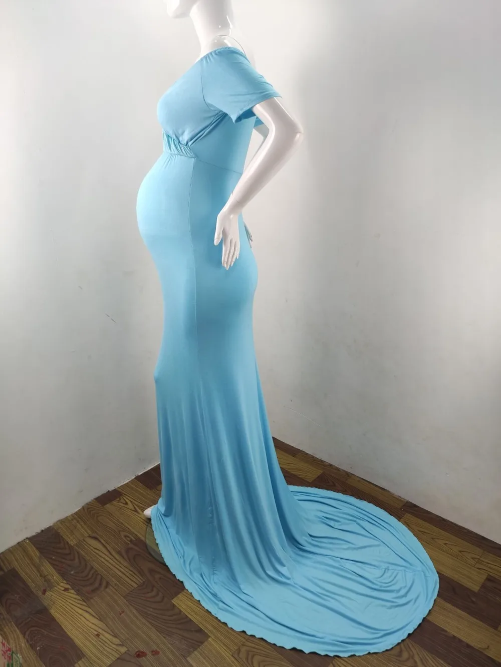 Elegence Shoulderless Maternity Shoot Dress Cute Pregnancy Photography Dress For Baby Shower Pregnant Women Maxi Gown Photo Prop (14)