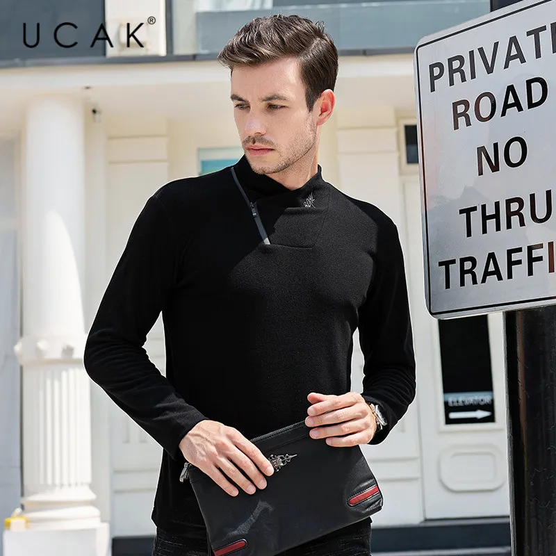 

UCAK Brand Thin Sweaters Men O-Neck Zipper Decorating Casual 2020 NEW Fashion Style Streetwear Spring Autumn Men Sweater U1056
