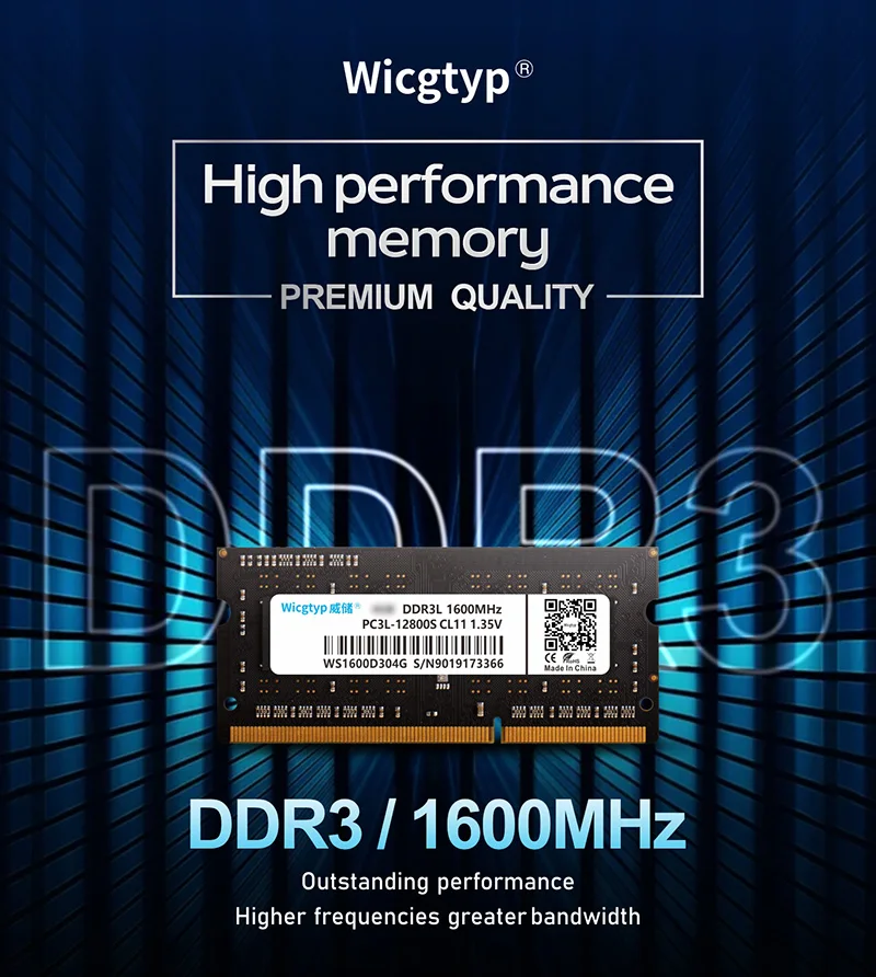 Wicgtyp DDR3 4GB 8GB 1600Mhz Ram память 204pin для ноутбуков с высокой производительностью, высокая скорость 1,35 V