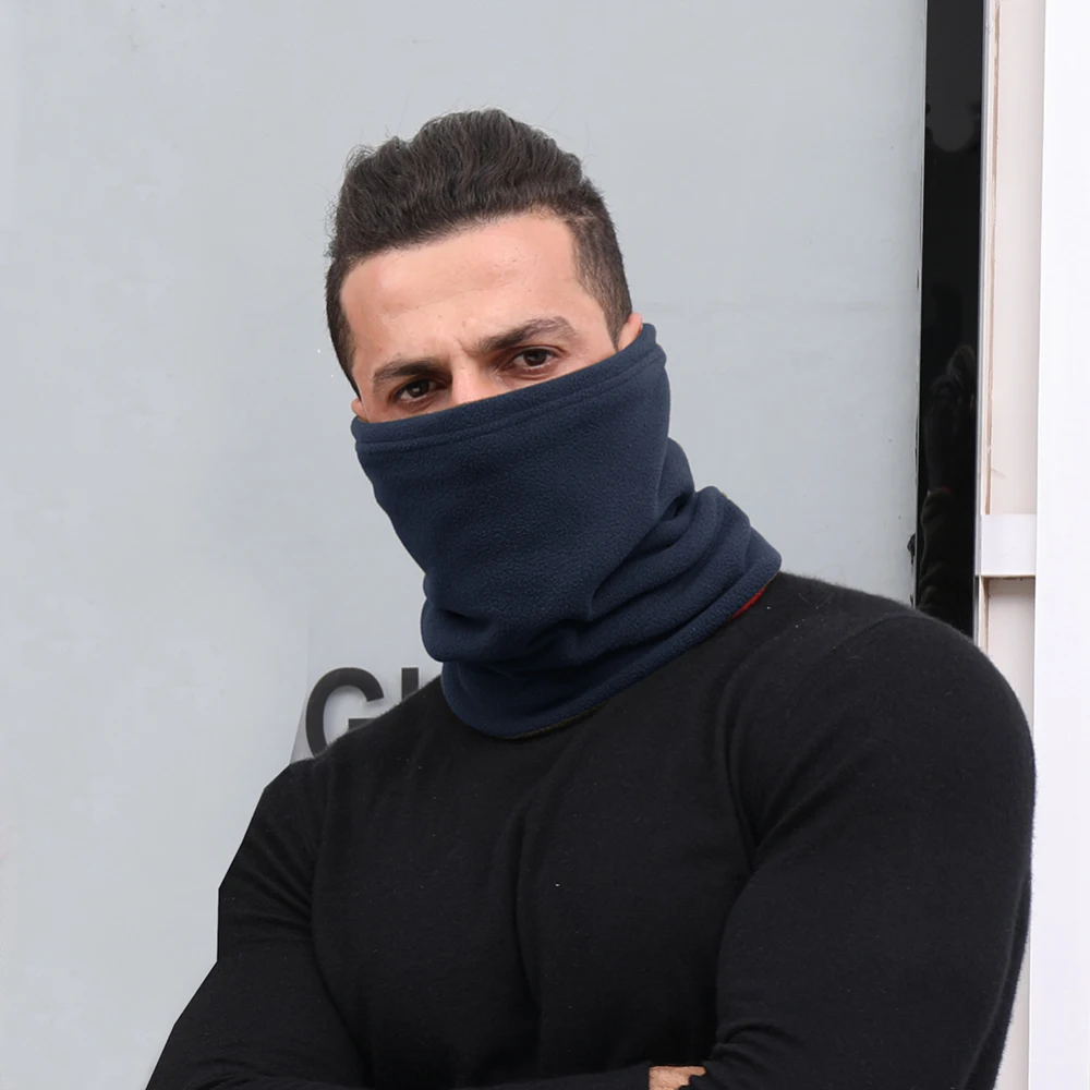 Зимний Открытый теплый шарф многофункциональная спортивная Ветрозащитная маска унисекс флисовая шаль эластичный шарф двойной теплый воротник нагрудник - Цвет: Navy