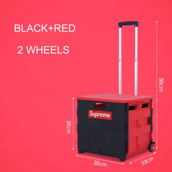 

E-FOUR Folding Cart on Wheels with Lid Cover ABS Stainless Utility Shopping Cart Collapsible Grocery Carts with Rolling 2 Wheels