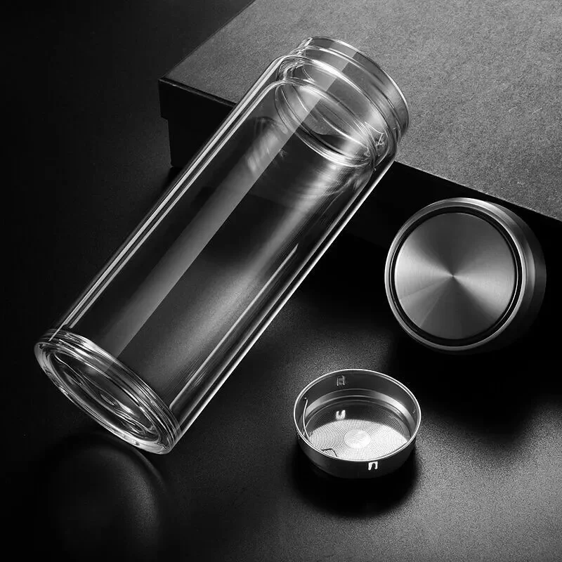 Коммерческий двойной высокотемпературный чайник из боросиликатного стекла, 300 мл, Спортивная бутылка «сделай сам», термос с фильтром из нержавеющей стали