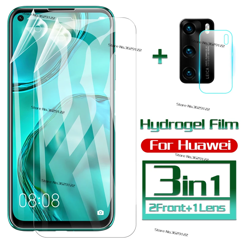 3 в 1 камера + Гидрогелевая пленка для Huawei P40 Lite Защитное стекло экрана Pro P30