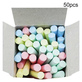 

50pcs Dustless White Chalks Kids Drawing Pen School Office Chalk Stationery Supplies, Colorful