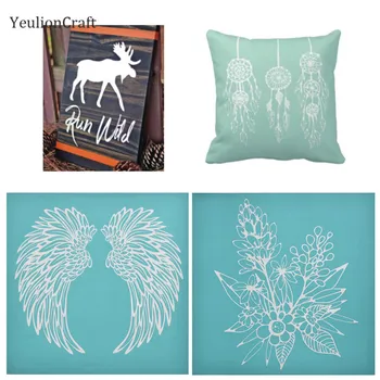 

Chzimade Angel Wing Feather Printed Silk Screen Stencils Stamps For T Shirt Painting Decoration Diy Handmade Crafts