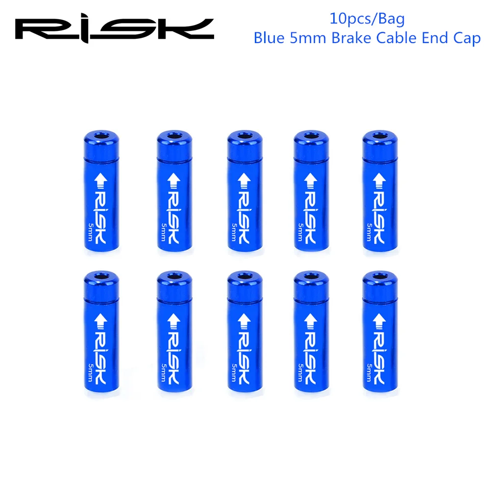 BrakeCable Cap Blue RISK 10 шт./лот, универсальный, 4 мм/5 мм, MTB, шоссейный велосипед, велосипедный тормоз, переключатель переключения передач, кабель, заглушка, наконечник провода, корпус, наконечники, щипцы - Цвет: BrakeCable Cap Blue