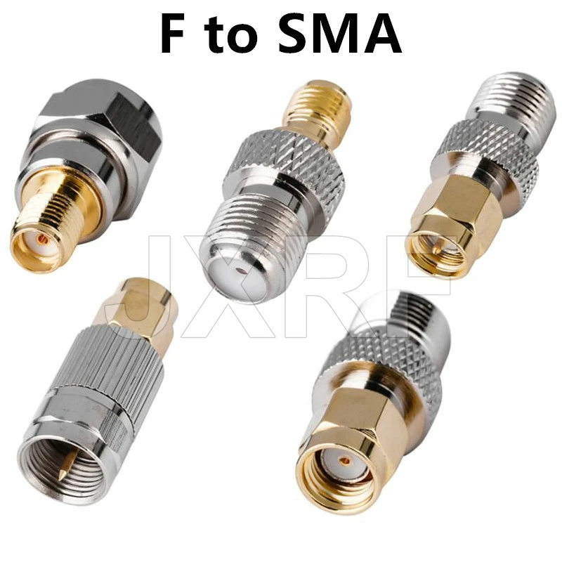 JXRF Connector 2 ชิ้น RF coaxial coax อะแดปเตอร์ F ประเภทแจ็คหญิง SMA ชายปลั๊กตรง F เชื่อมต่อ SMA Connector 1