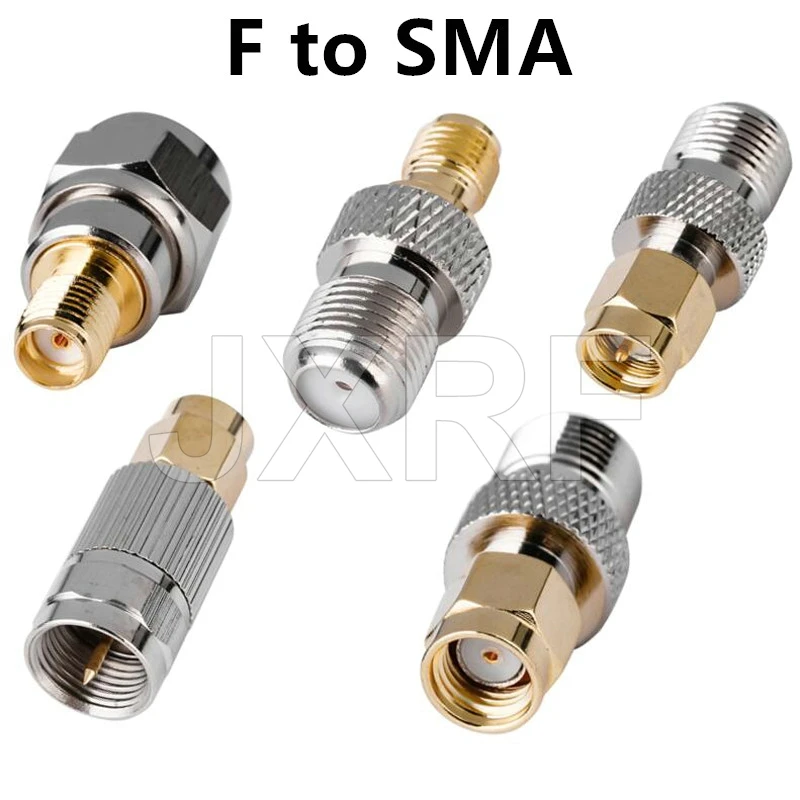 F Type Female to SMA Male Plug Coaxial Adapter Connector Silver Tone RG 