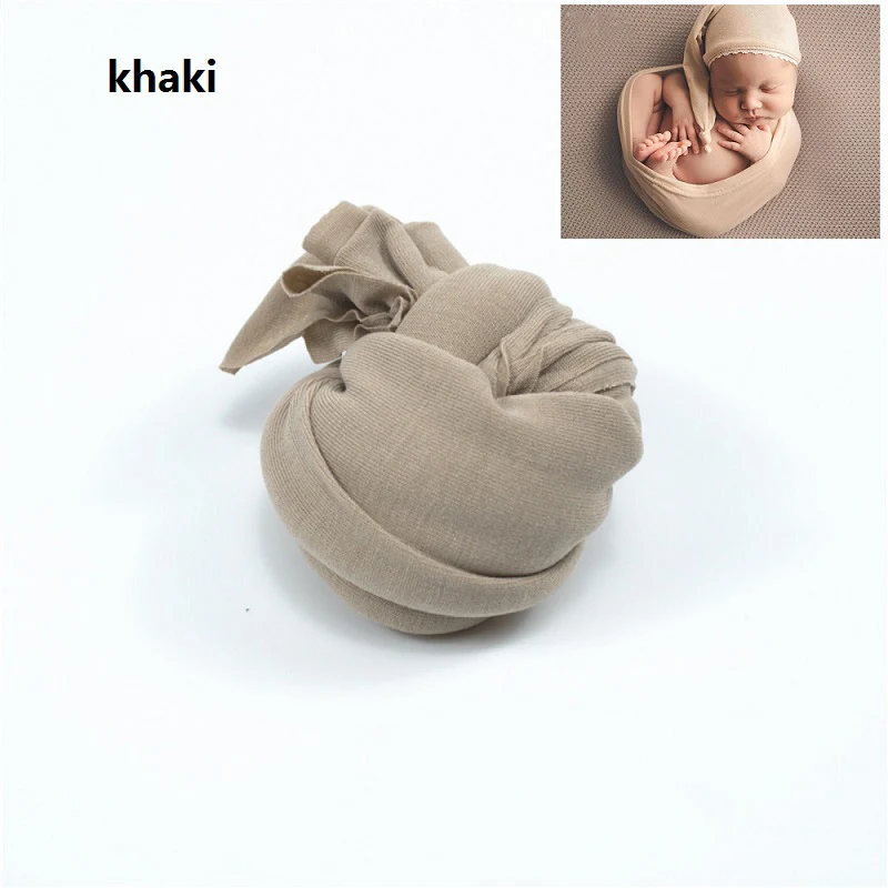 khaki Новорожденный реквизит для фотосессии одеяло детское фото обертывание пеленание хлопок растягивающаяся обертка s фото фотосессия фон - Цвет: khaki