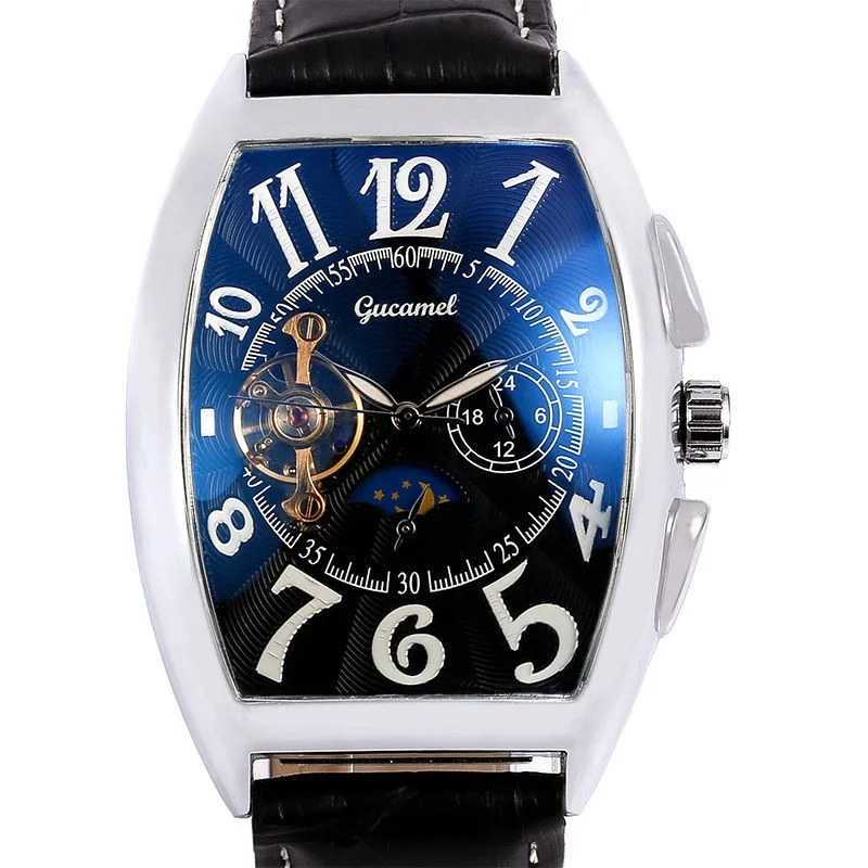 Мужские кожаные часы с циферблатом Star morning Tourbillon, автоматические механические часы