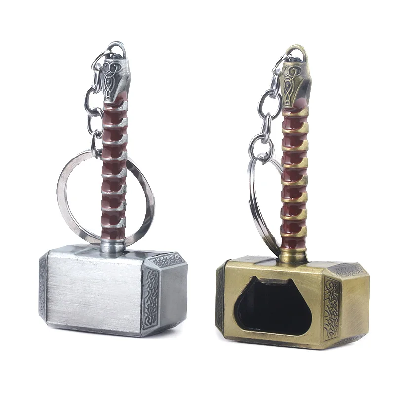 

10Pcs/lot Avengers Thor Hammer Beer Botter Opener Key Chain Thanos Infinity Glove Gauntlet Marvel Key Chains For Keys Jewelry