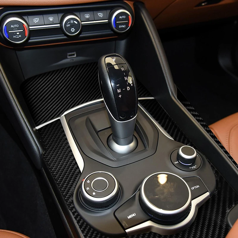 

For Alfa Romeo Giulia 2017 - 2019 Carbon Fiber Epoxy Gear Panel Out Frame Decorative Stickers Car Interior Accessories