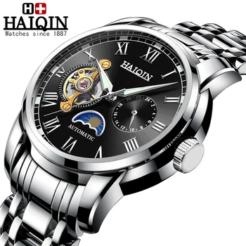

HAIQIN Automatic Mechanical Watch Sports Clock Fashion Casual Stainless Steel Strap Wristwatch Men Relogio Masculino 2019 New