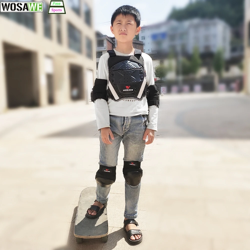 WOSAWE Children's Jacket Chest Protection Equipment Motorcycle Gear Kids Back Support Cycling Skiing Snowboarding Protector