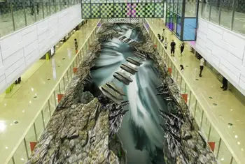 

[Self-Adhesive] 3D Boardwalk On A Rushing Water Stream 6321 Floor Wallpaper Mural Wall Print Decal Wall Murals