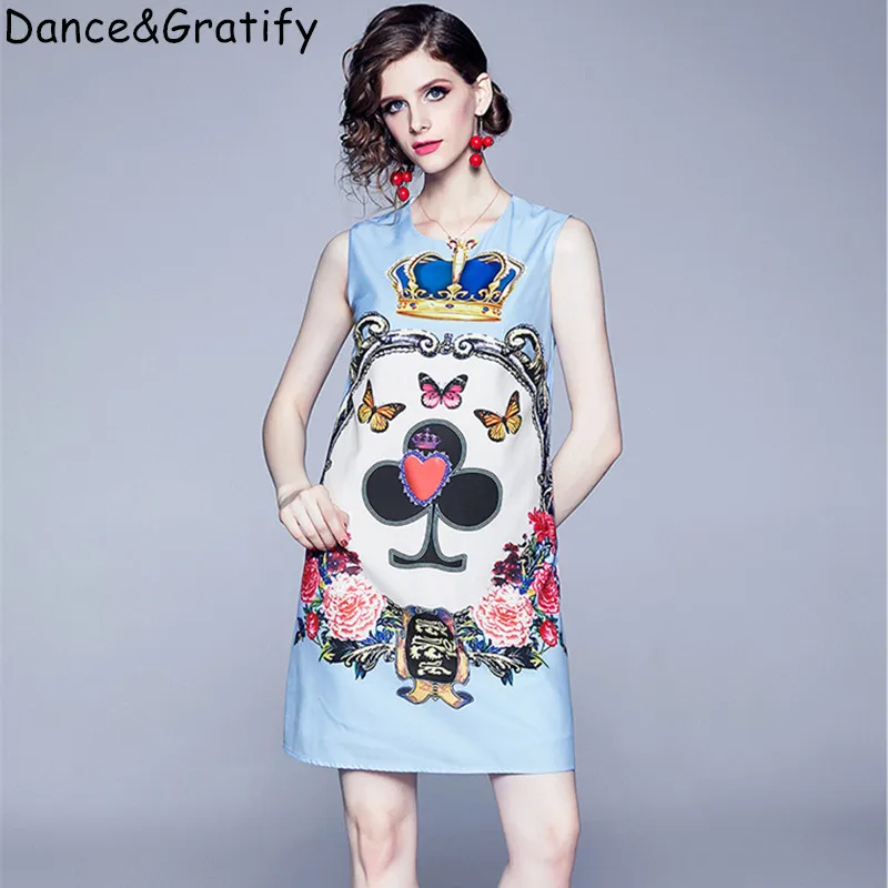 

New Summer 2019 Brand Designer Runway Dress Vintage Elegant Sleeveless Mini Short Tank Party Dress