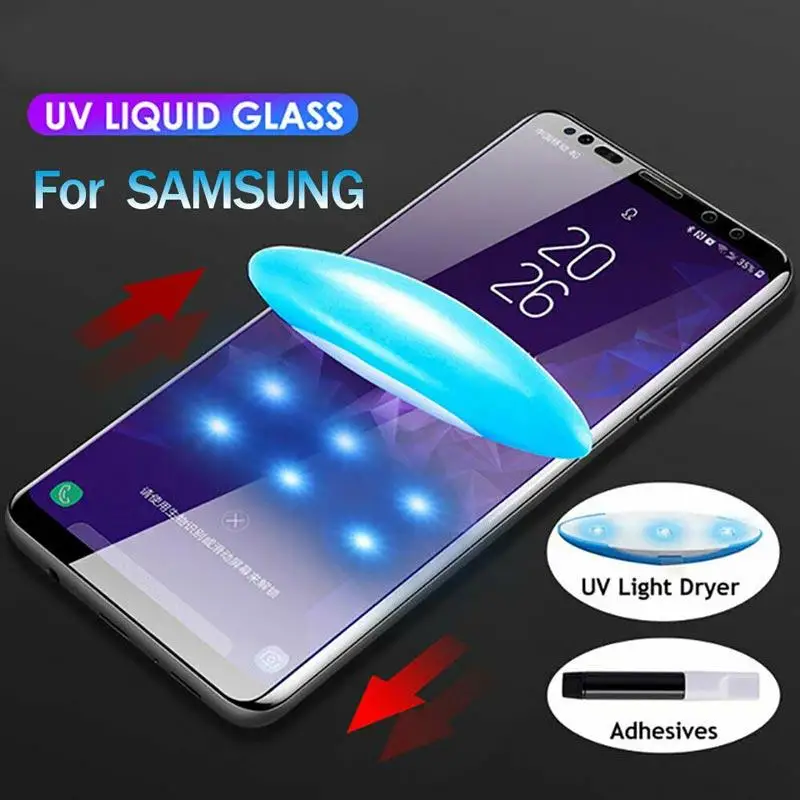 УФ закаленное стекло для samsung Note 10 Pro 9 8 S9 S8 S7Edge 5D полножидкий клей защитная пленка для экрана Galaxy S10E S10 Plus
