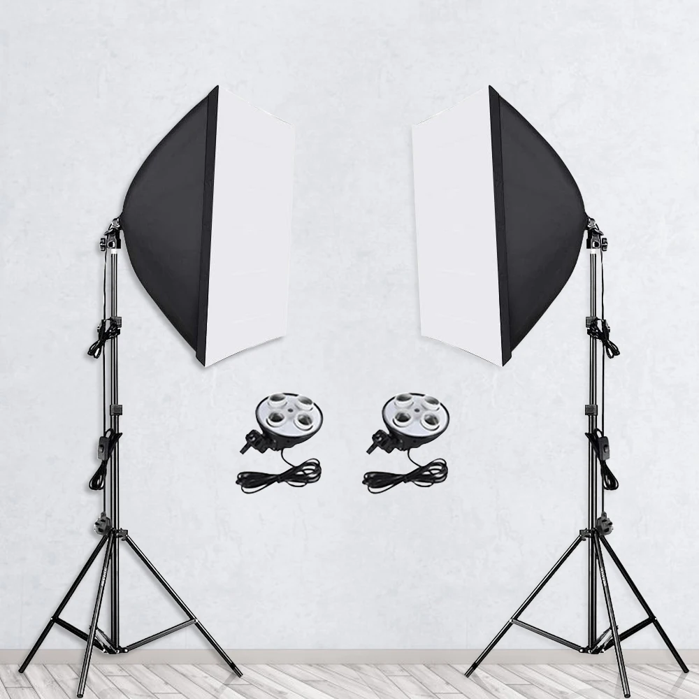 Photo Studio Kit Diffuser Light 50*70cm Continuous Lighting Softbox With E27 Base Holder 2M Light Stand Tripod Camera Accessorie