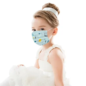 

100pc Children Disposable Print Face Mask 3 Layers Ply Filter Mouth Face Mask Earloops Mask Elastic Mouth-muffle Mondmasker