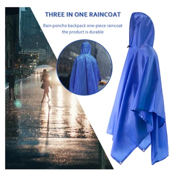 

Splashing Anti-oil Isolation Clothing Unisex 3 in 1 Adults Hooded Raincoat Outdoor Poncho Rain Cape Cover Camping Tent Mat