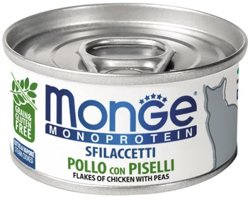 

MONGE MONGE CAT MONOPROTEIN monobelkovye for adult cats with chicken flakes and green peas 80 g