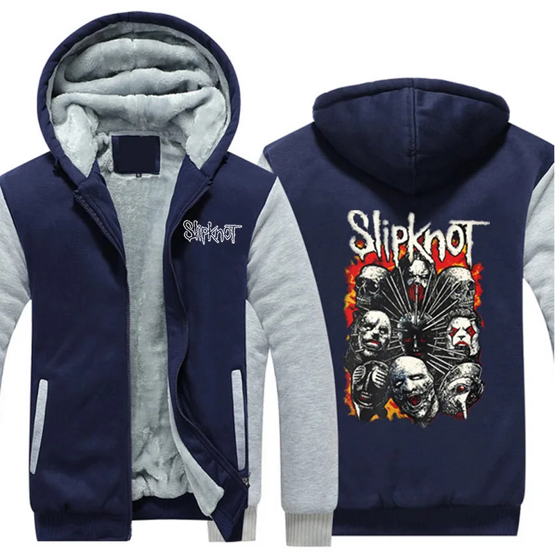 Зимняя мода рок-группа Slipknot толстовки на молнии куртки с принтом плотные теплые Popuplar толстовки повседневные Harajuku спортивные пальто
