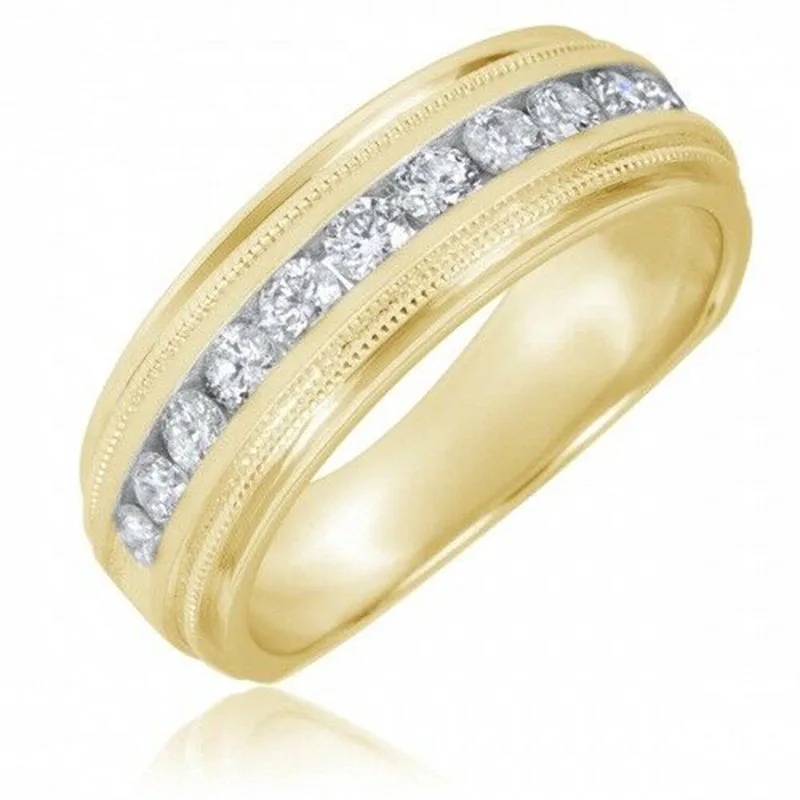 Gorgeous Yellow Gold Filled Rhinestone CZ Wedding Rings Luxury Love Heart Shaped Couple Rings Charm Jewelry 3 Pcs/Set Z5M398
