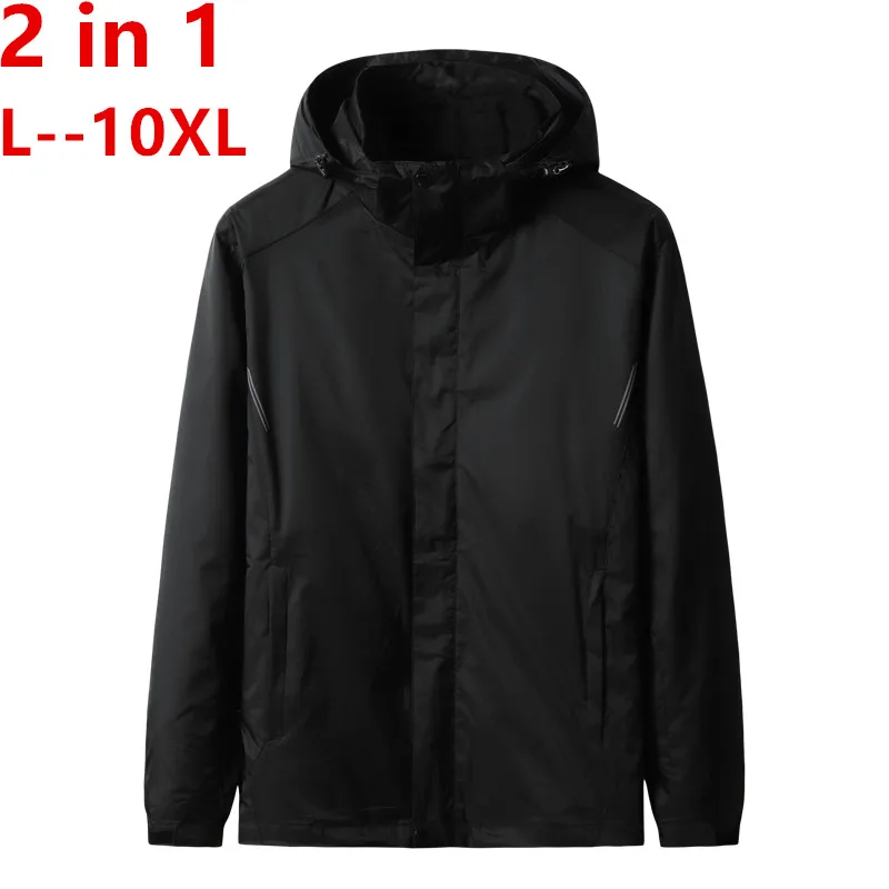 10XL 8XL 6XL 5XL 4X Merk Kleding 2018 Nieuwe Stijl Winter Jurk Mannen Windjack Jassen 3 in 1 liner en Hoed Afneembare 10XL 8XL 6XL 5XL 4X Merk Kleding 2018 Nieuwe Stijl Winter Jurk Mannen Windjack Jassen 3 in 1 liner en Hoed Afneembare