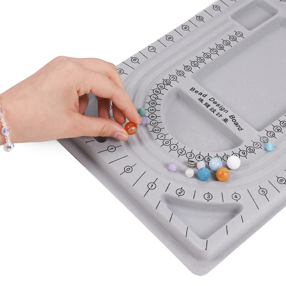 

Gray Flocked Bead Board Bracelet Beading Organizer Jewelry Making Tray Size Measuring Plate For DIY Beads Craft Tool Accessories