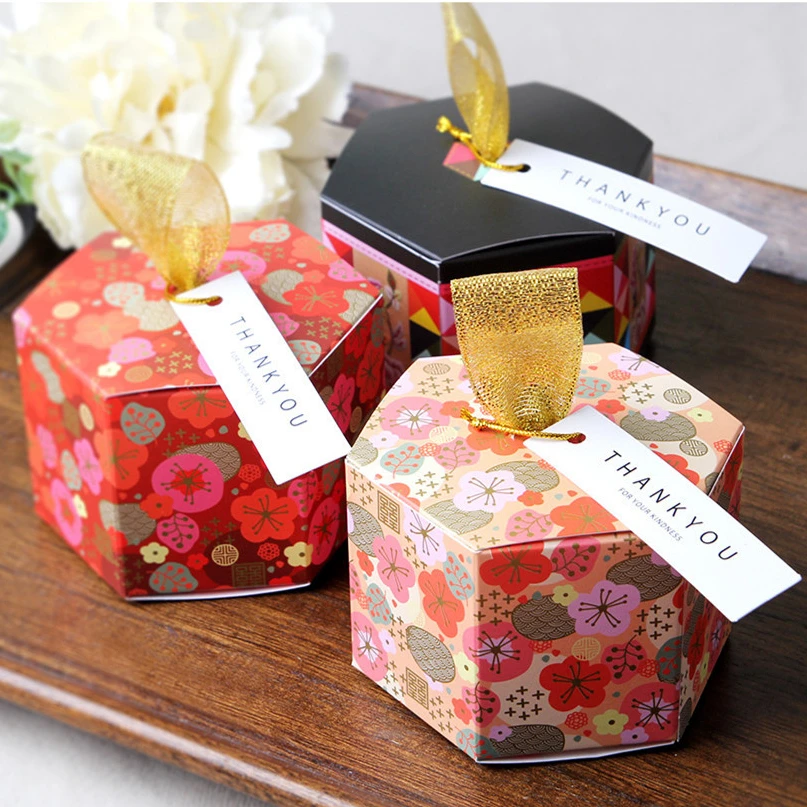 Boite A Fleurs Orientale Orange Avec Couvercle Boite Cadeau Avec Couvercle Boite En Papier Hexagonale 30 Pieces Lot Aliexpress