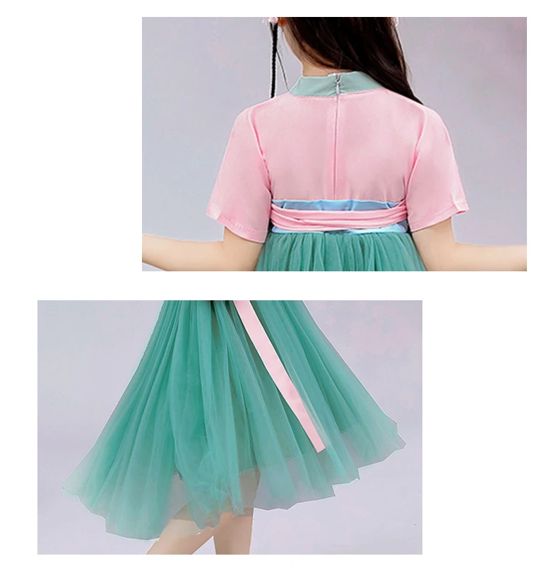 Для девочек китайский Hanfu Лето Тан костюм детский традиционный старинный Фея Hanfu костюмы для сцены детское платье принцессы DL4173
