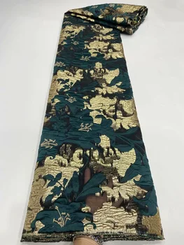 

Dress Fabric bronzing wonderful golden and dark green color Lilies flowers pattern ADPS32 new arrival Swill Voile Lace Fabric