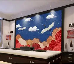 Фотообои на заказ, новый китайский журавль, белое облако, 3D картина, фон для гостиной, спальни, фото, обои, домашний декор